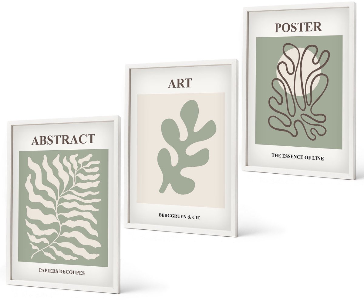 Coloray 3-Delige Schilderij Set - Posters Met Bloemenpatronen Van Henri Matisse - 40 x 60 - Stijlvolle Wanddecoratie - Interieur