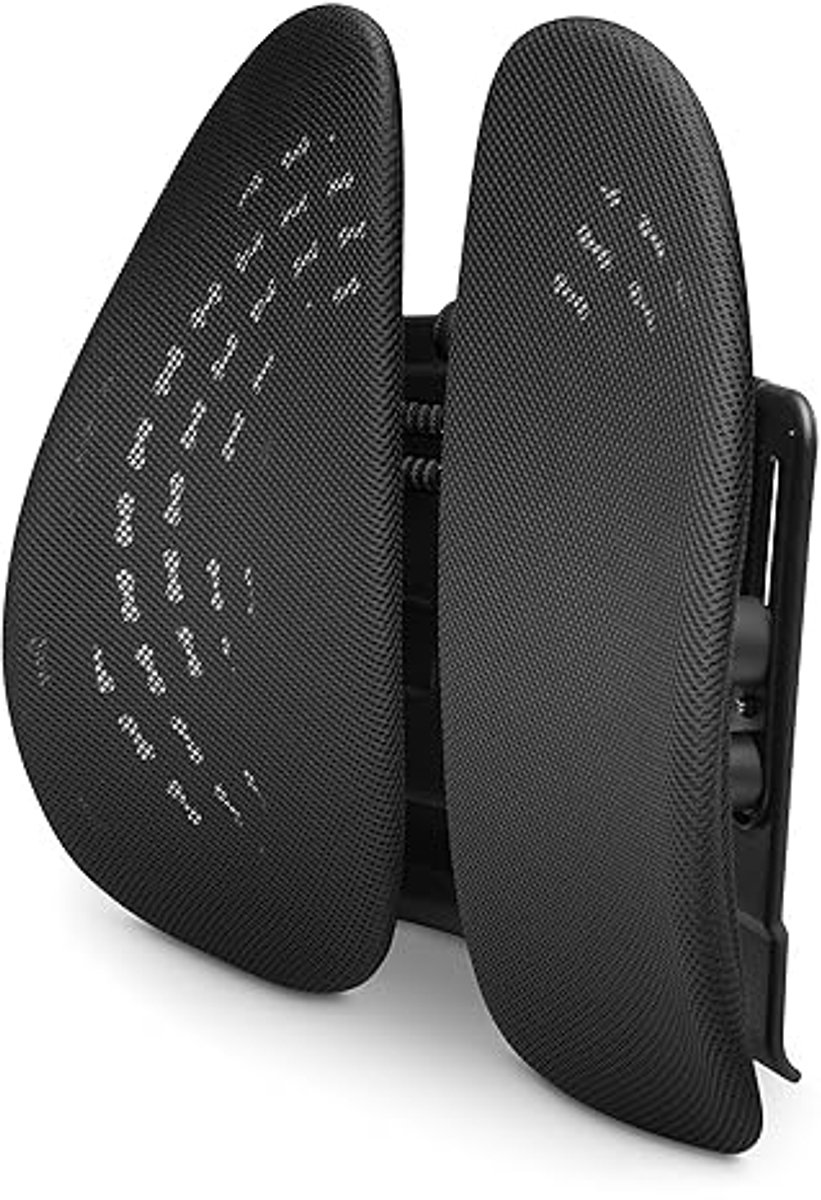 Rugsteun - verstelbare lendenondersteuning - flexibele zijpanelen - ergonomisch gaasontwerp - universeel voor kantoorstoelen-38x40x14 cm