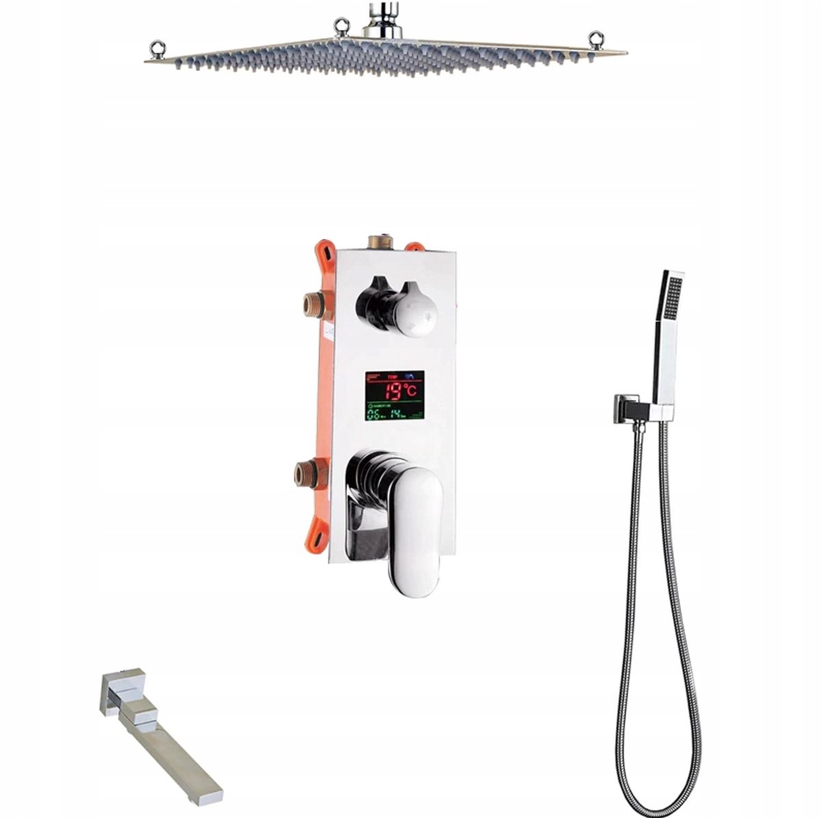 Merkloos Inbouw Doucheset met Regendouche 50cm & Temperatuurweergave