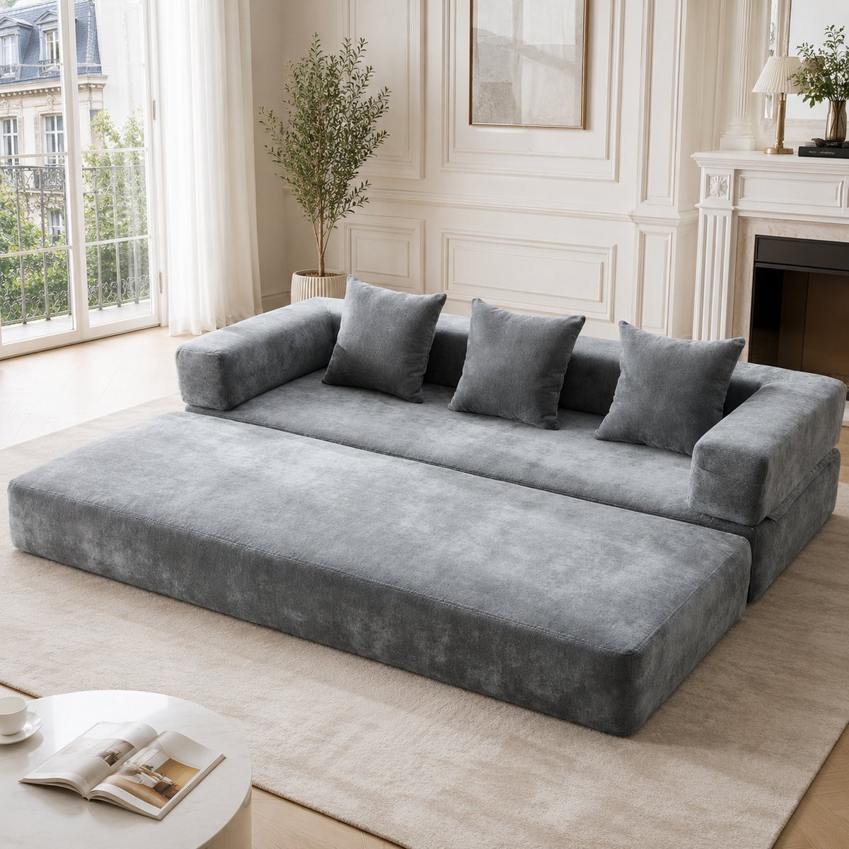 Modulaire chenille sofa blokken - vrij te combineren voor woonkamer, speelruimte of DIY - 2-6 personen - diverse kleuren - zijvakken voor opbergruimte - antislip onderkant - zachte chenille bekleding