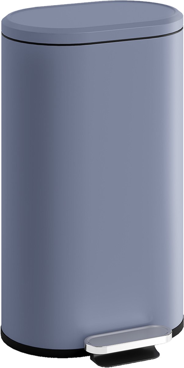 Keukenafvalbak-30 liter-pedaalemmer met soft-close deksel-metalen pedaal - grijs - 36-5 x 31 x 61 cm