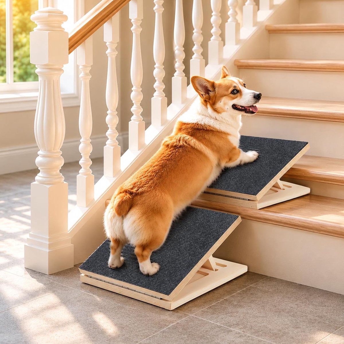 Hondentrap - Verstelbare Trappen voor Honden - Viltoppervlak - Veilig en comfortabel voor kleine honden - ShopVlot