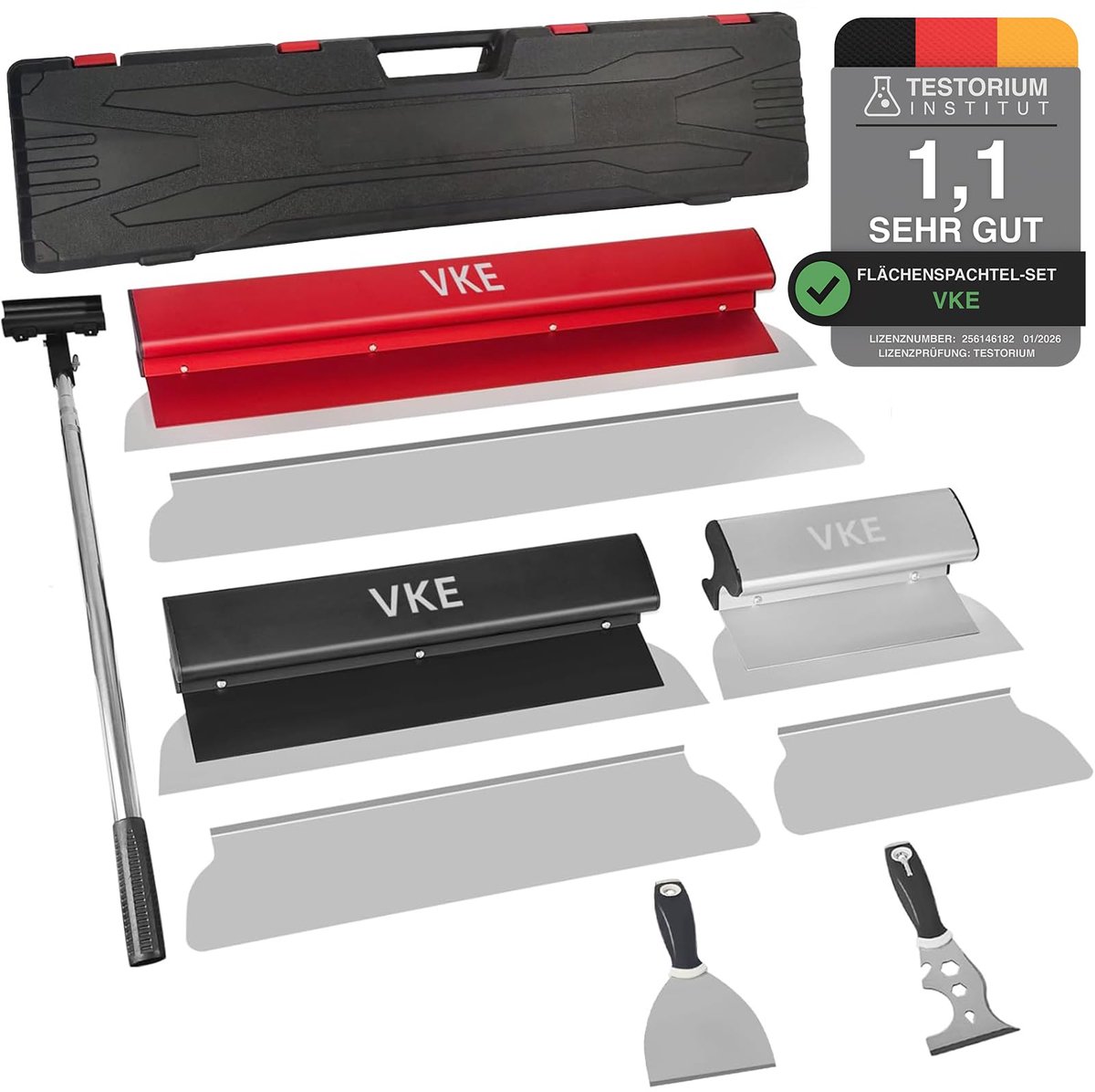 Vlakspatels set 8 soorten - 250/400/600 mm - inclusief telescoopstang - ideaal voor precisiewerk - ShopVlot