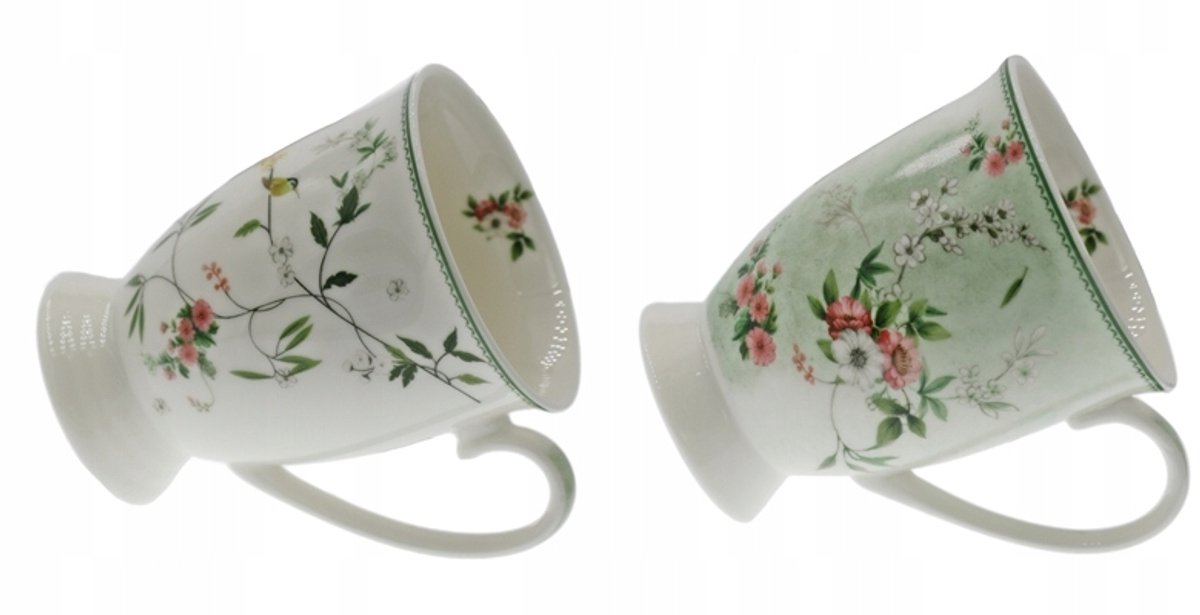 Set van 2 Vertes Mokken op Voet 300ml met Bloemendessin
