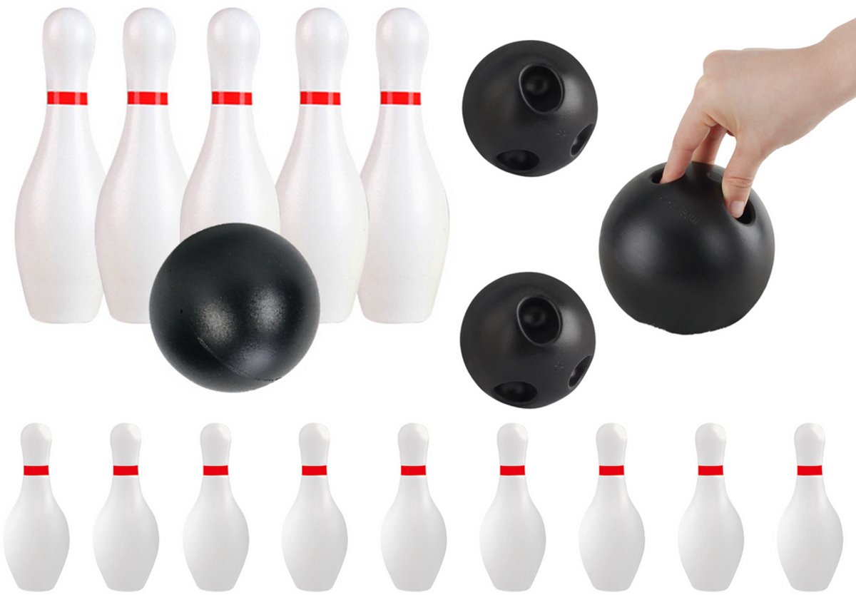 Klassieke bowlingset met twee ballen en 10 pins vaardigheidsspel