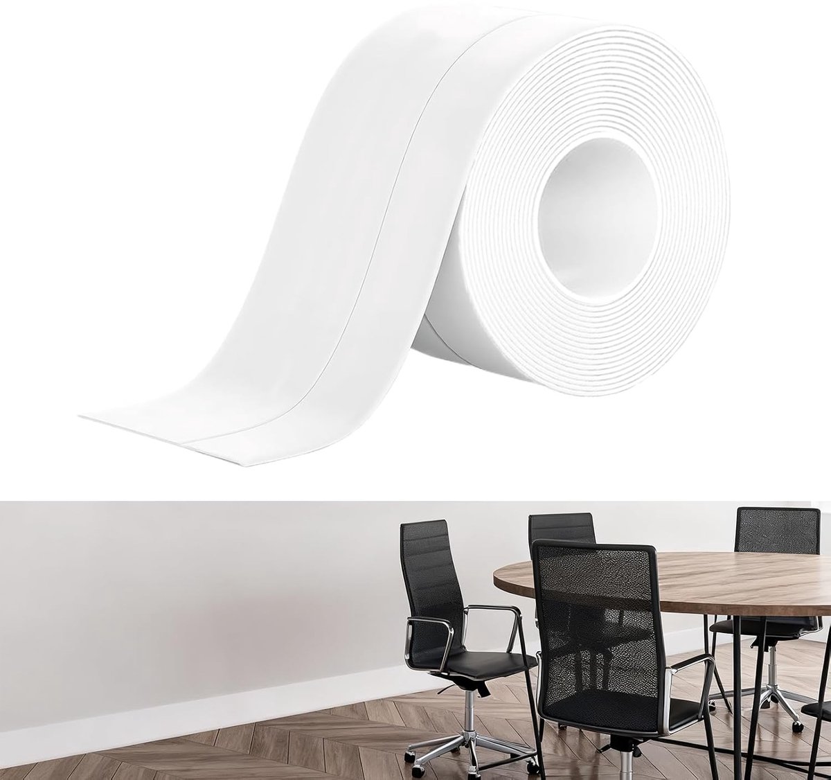 5 m Soft Skirting Board, Self-Adhesive, PVC Skirting Board, Self-Adhesive, Easy to Cut, Suitable for Kitchen - ShopVlot