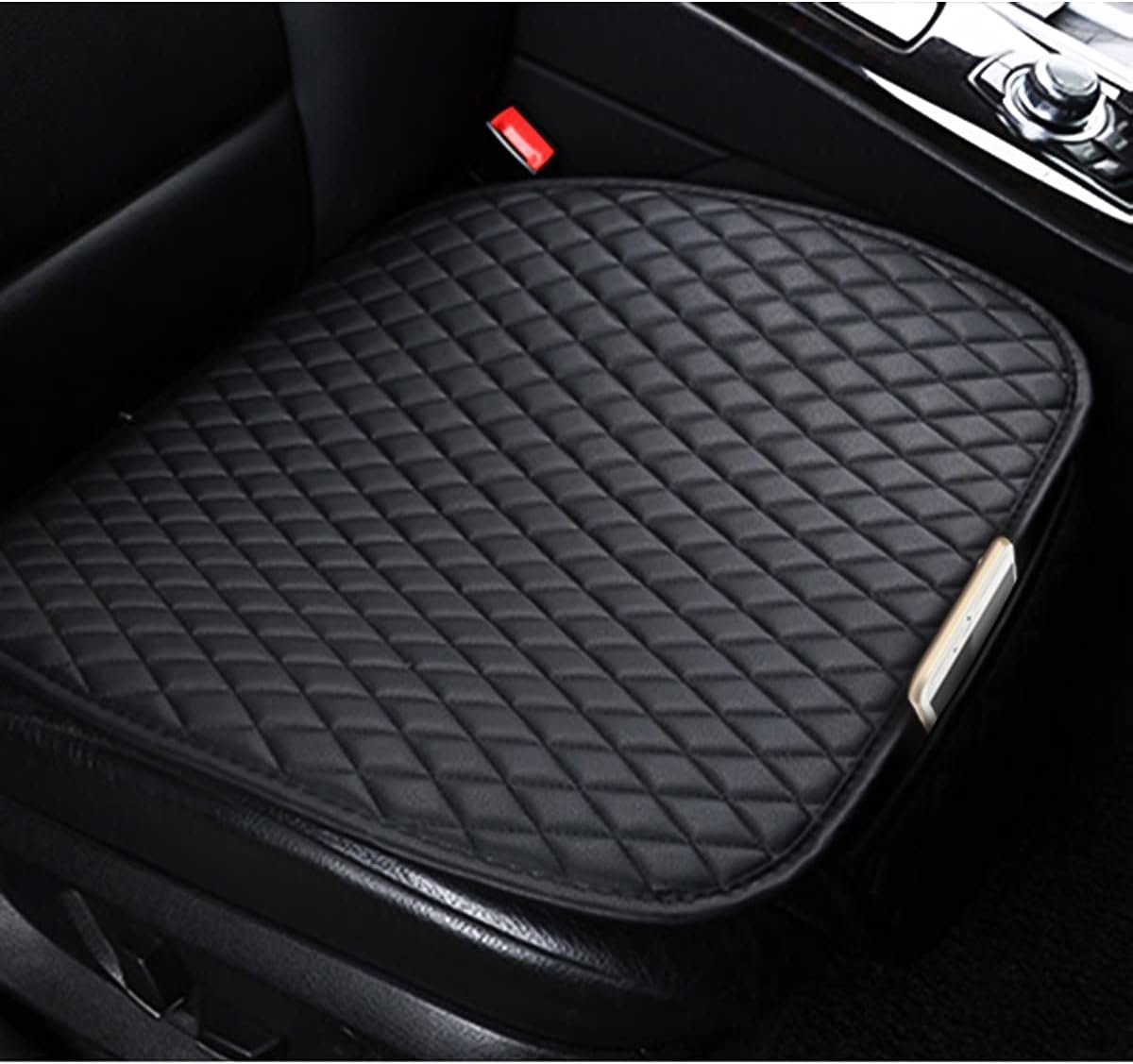 Set of 2 Universal Seat Cushions, Front Seat Pad Waterproof Car Seat Covers, PU Leather, Non-Slip Soft (Black) - ShopVlot