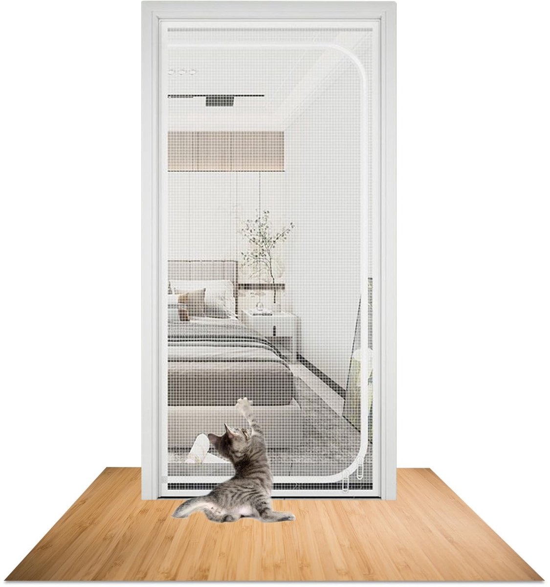 Solidchoice - Kattenrooster met ritssluiting voor balkondeur - Veiligheidsnet voor huisdieren