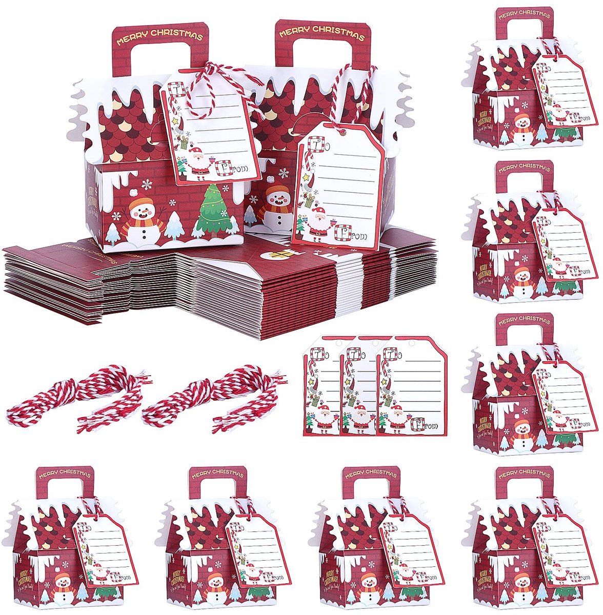 Solidchoice - Set van 30 Kerstcadeauzakken van Kraftpapier