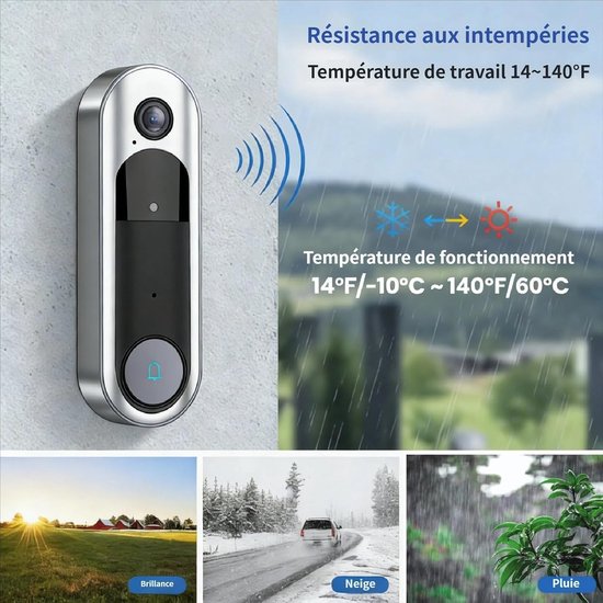 Generieke Draadloze Videodeurbel 720P HD – 180° Zicht & Intelligente AI – Anti-inbraak – Pakketdetectie – Eenvoudige Installatie – Autonoom – SD-kaart en Cloudopslag – Geen Verplicht Abonnement — afbeelding 2