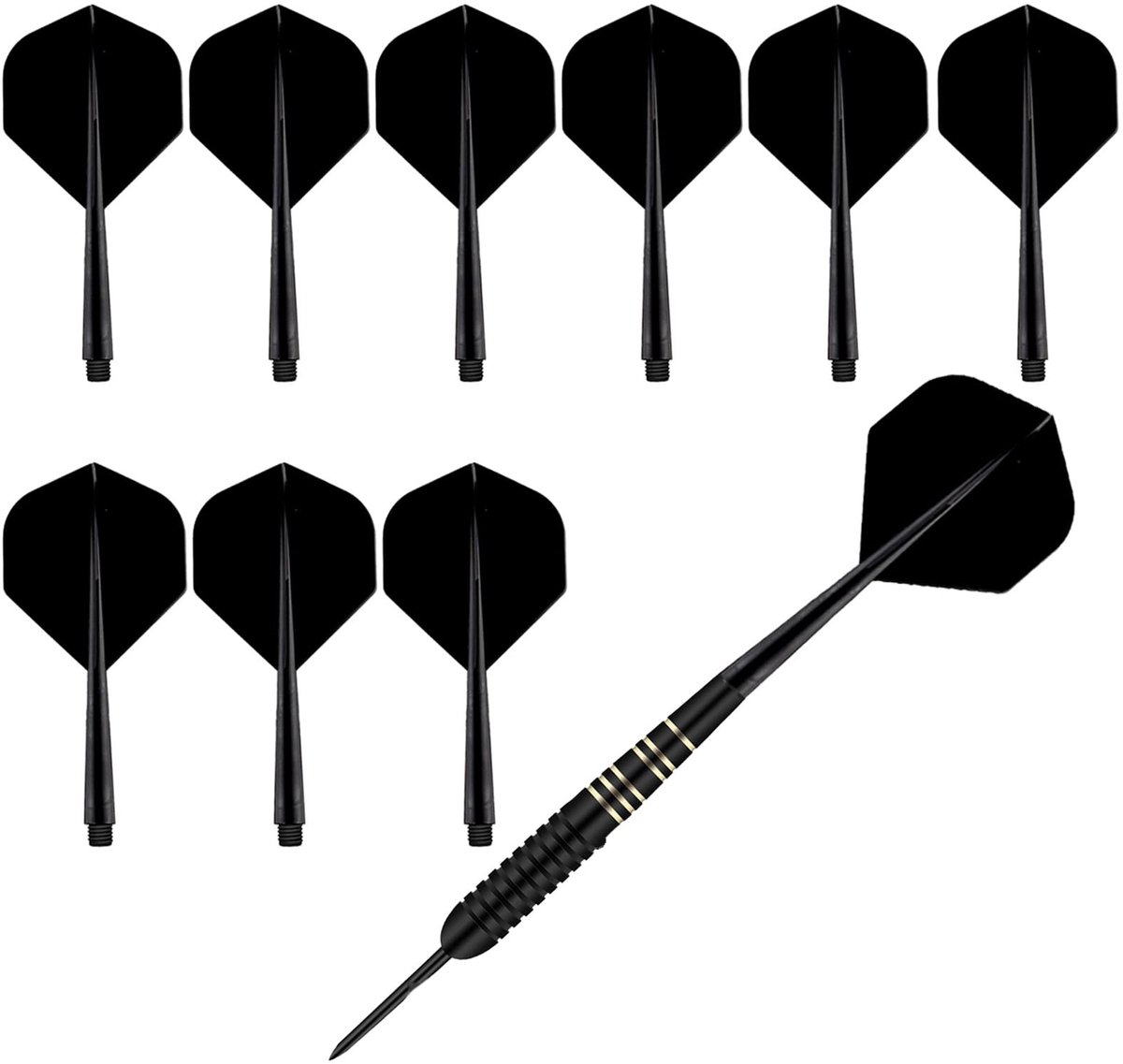 Set van 9 geïntegreerde dart flights en veren, standaard 2BA, shatterproof darts voor optimale prestaties en precisie