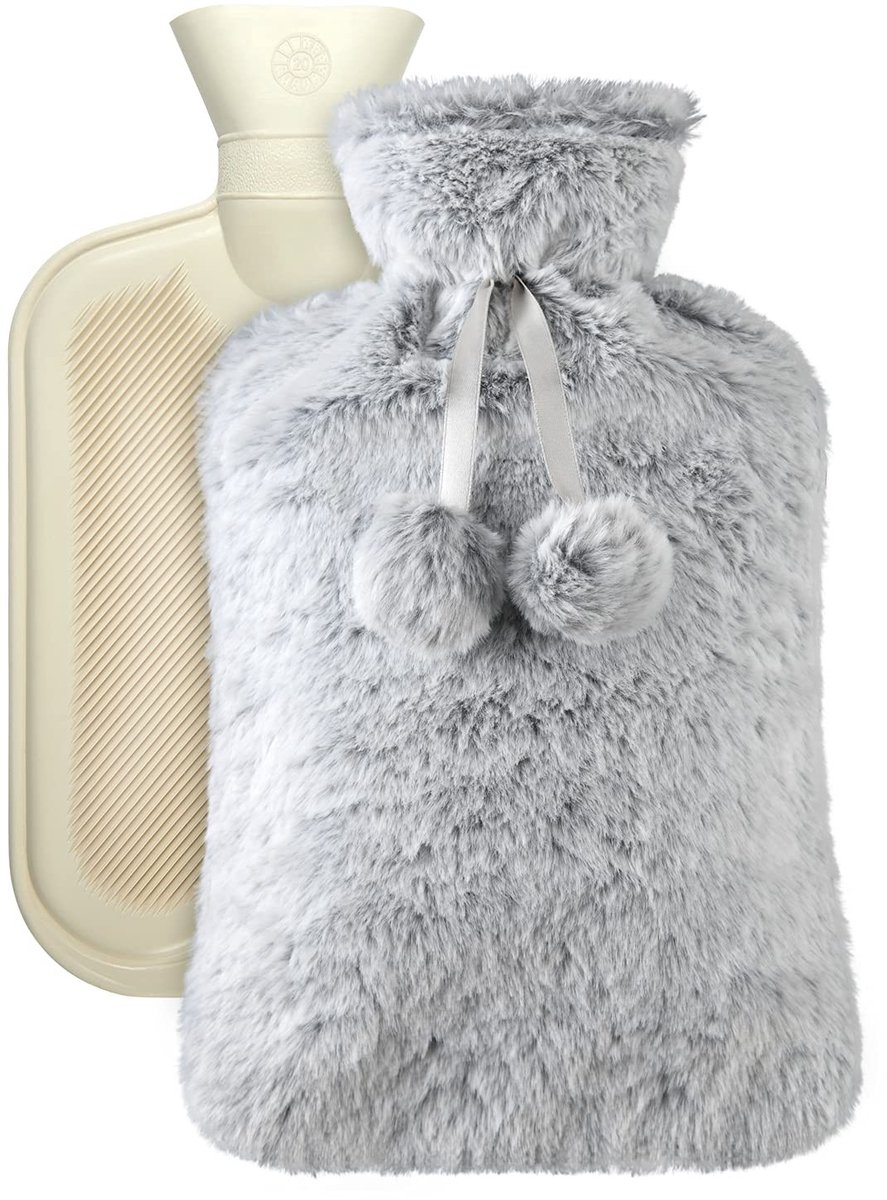 Solidchoice - Warmwaterfles met Zachte Pluche Hoes 2 Liter