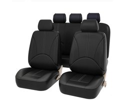 Velori Autostoelhoezen 9-delig - Stoelhoezen Auto - PU Lederen Stoelbekleding - Universele Autostoelhoes - Beschermhoezen Voorstoelen Achterbank - Zwart - Auto SUV Sedan