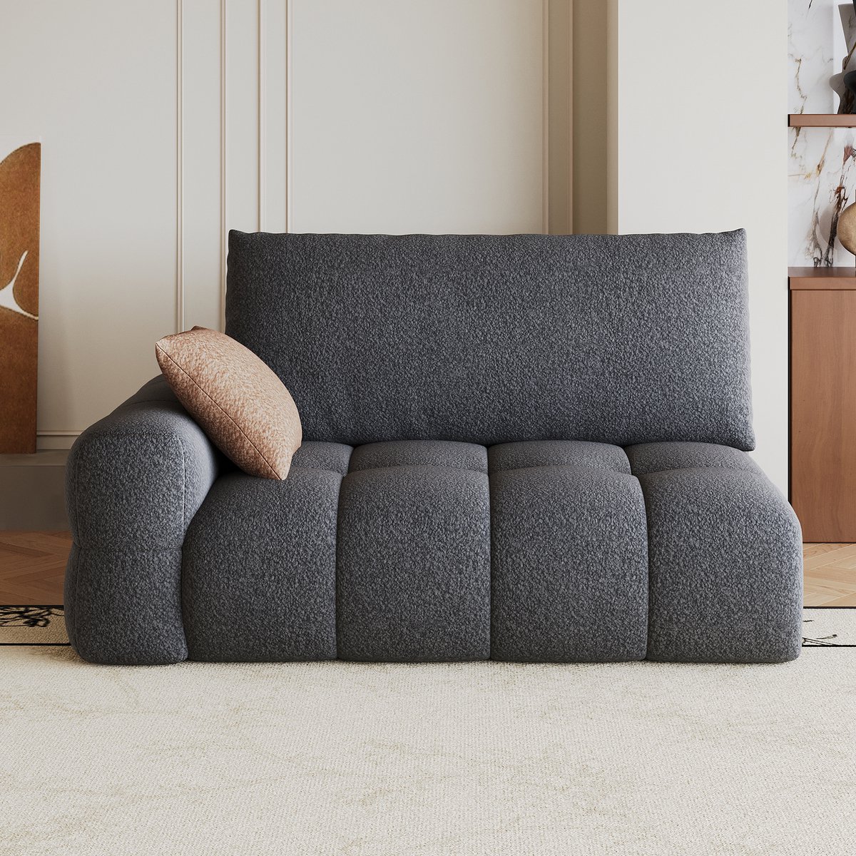 2Zits Bank 130x105x86 cm - Gestoffeerde Bank Met Stoel Lounge, Donkergrijs