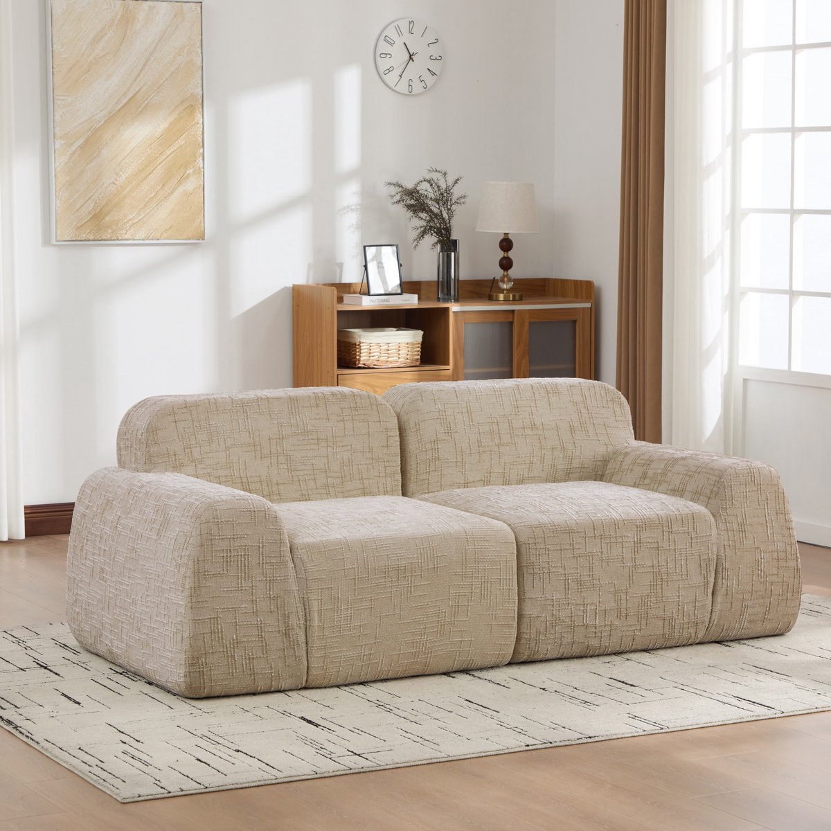 Modulaire Bank - 2 Zits Cloud Sofa Chenille - Frameloze Lounge Bank Met 30D Schuimvulling - Zachte Diepe Zitbank Zonder Montage - Moderne Sofa Licht Beige