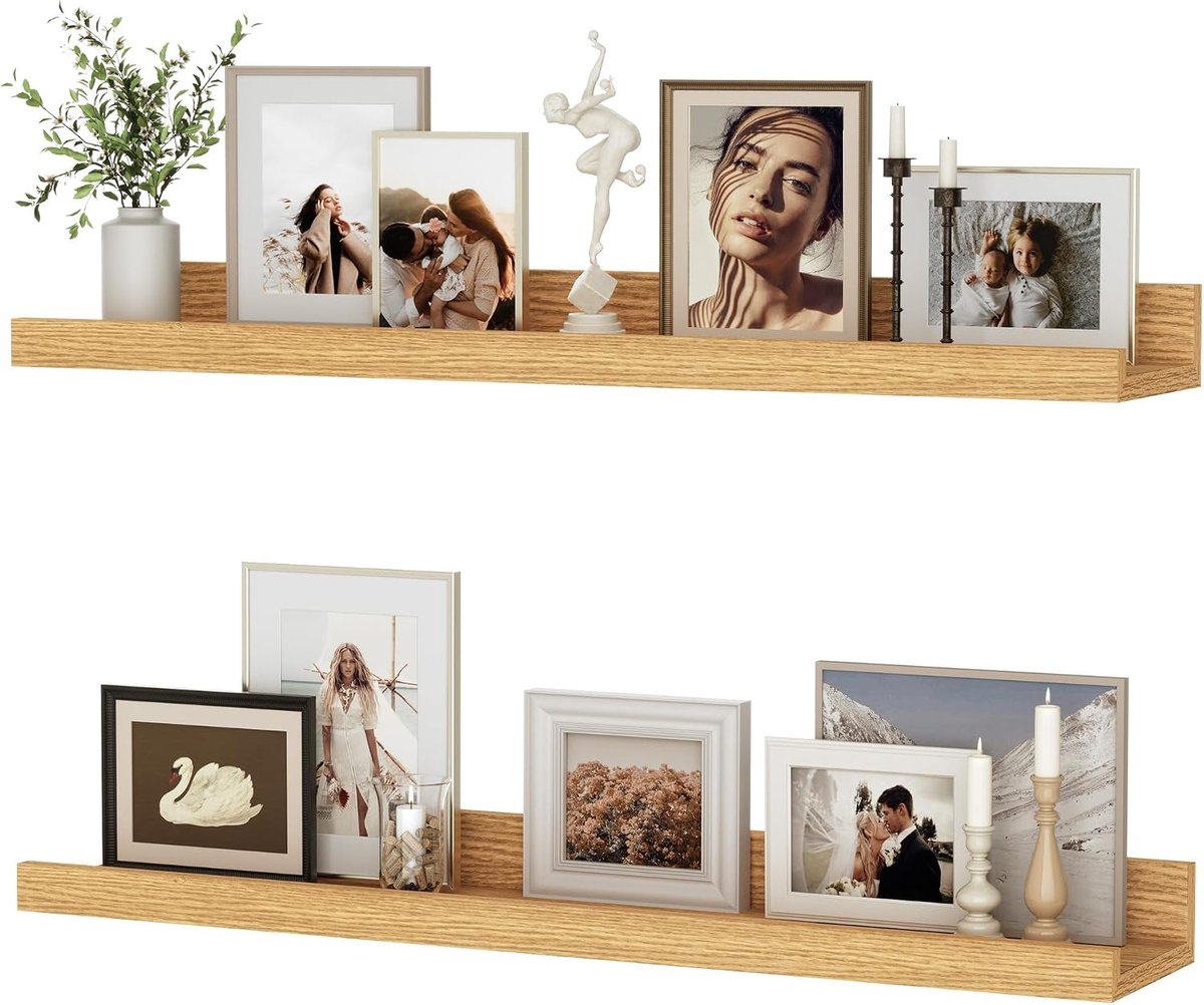 Wandplankenset - 2-Delige Set - 60 cm - voor Het Tentoonstellen Van Fotolijsten en Decoratieve Objecten - Industrieel Design