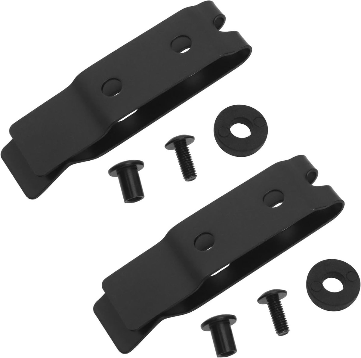 2 Set of Stainless Steel Belt Clip with Screws Back Clip K Sheath Waist Clip Waist Back Belt Clip Accessories, Black - ShopVlot
