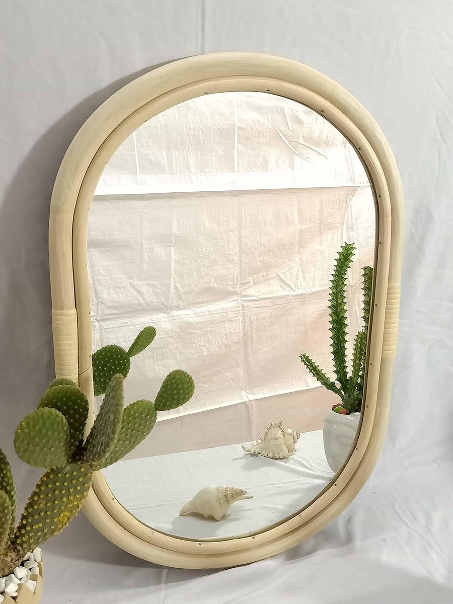 Handmade rattan mirror, Ratan rectangle mirror, Reed mirror, Boho mirror, Vintage mirror, Wall mirror, Floor mirror - ShopVlot