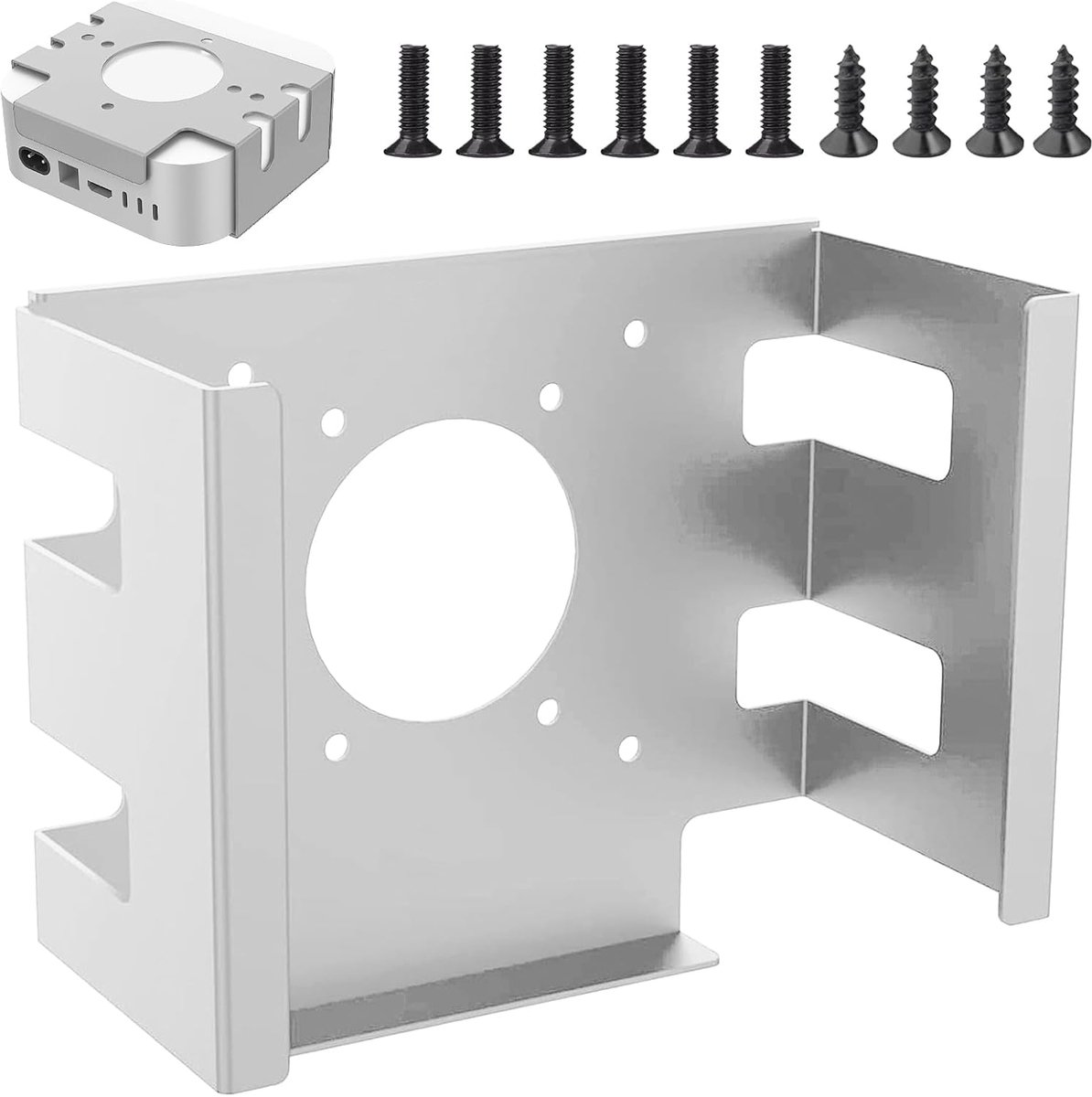 FARYODI Aluminum Holder for Mac mini M4 and M4 Pro, Under Desk Holder, Wall Mount, Anti-Theft Monitor Holder for - ShopVlot