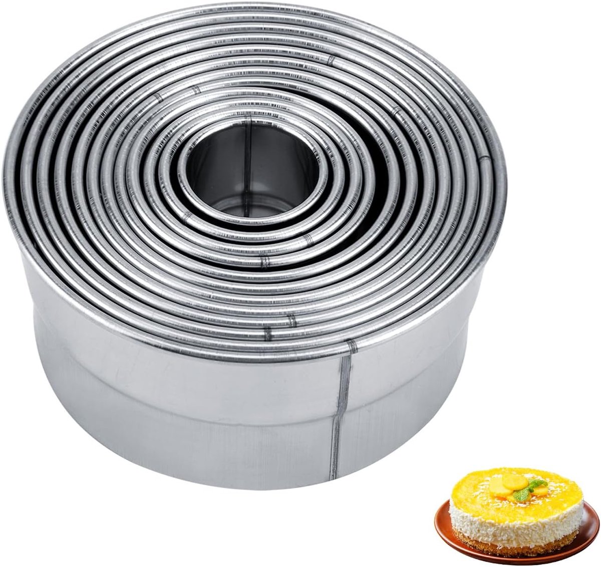 12pcs/set Cookie Mousse Cake Mould, Stainless Steel Cookie Cutter Set, Round Baking Pastry Tool, Round Cutter Set for - ShopVlot