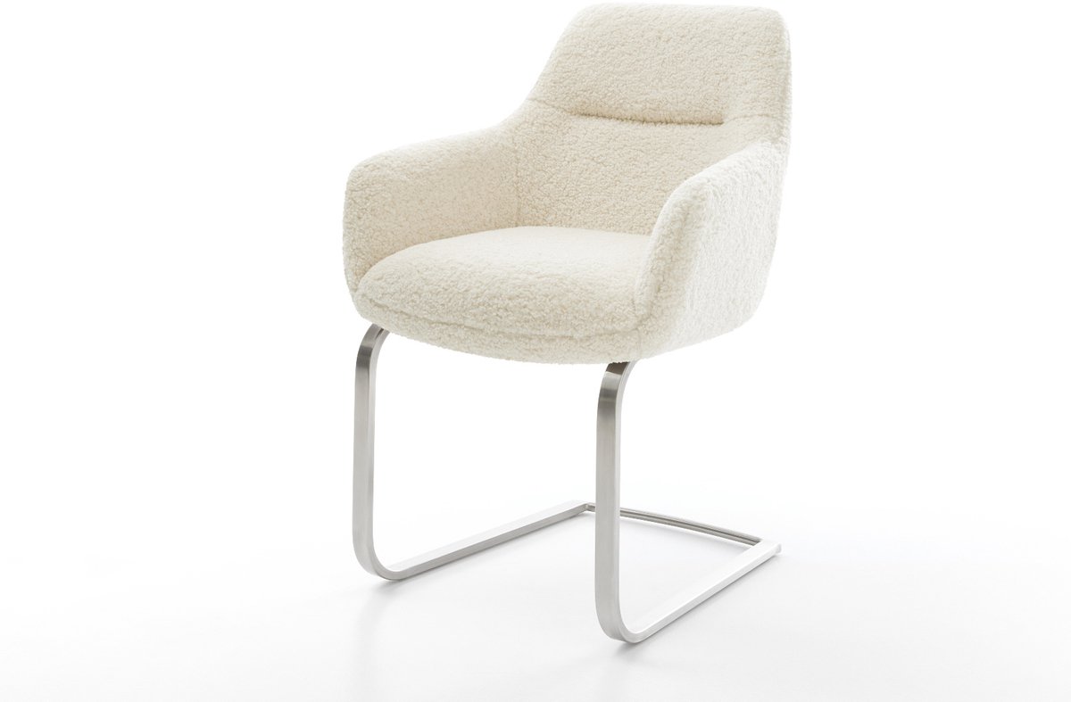 Sledestoel Pejo-Flex sledemodel vlak roestvrij staal teddy beige pocketveer kern