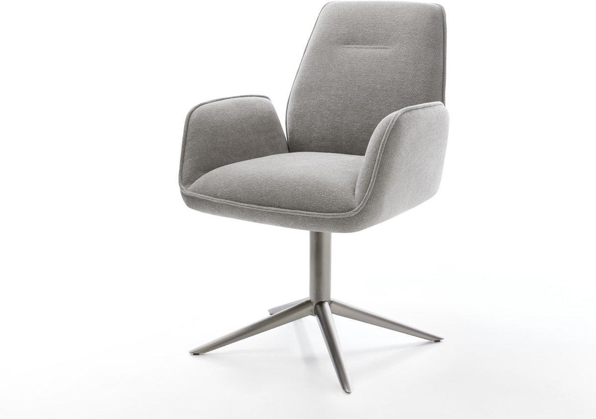 Eetkamerstoel Zoa-Flex kruispoot grafiet zachte stof met structuur grijs 360° draaibaar rocker-functie pocketveer kern