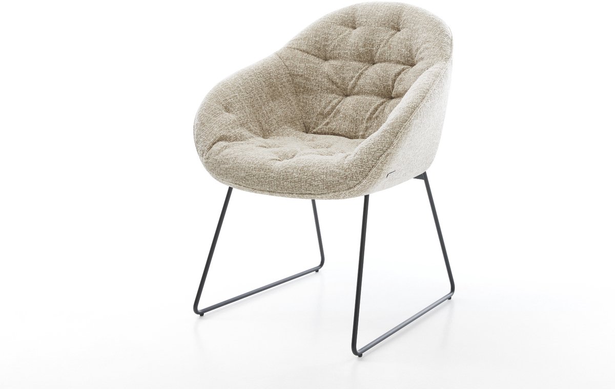 Gestoffeerde-stoel Gaio-Flex slipframe zwart geweven stof beige