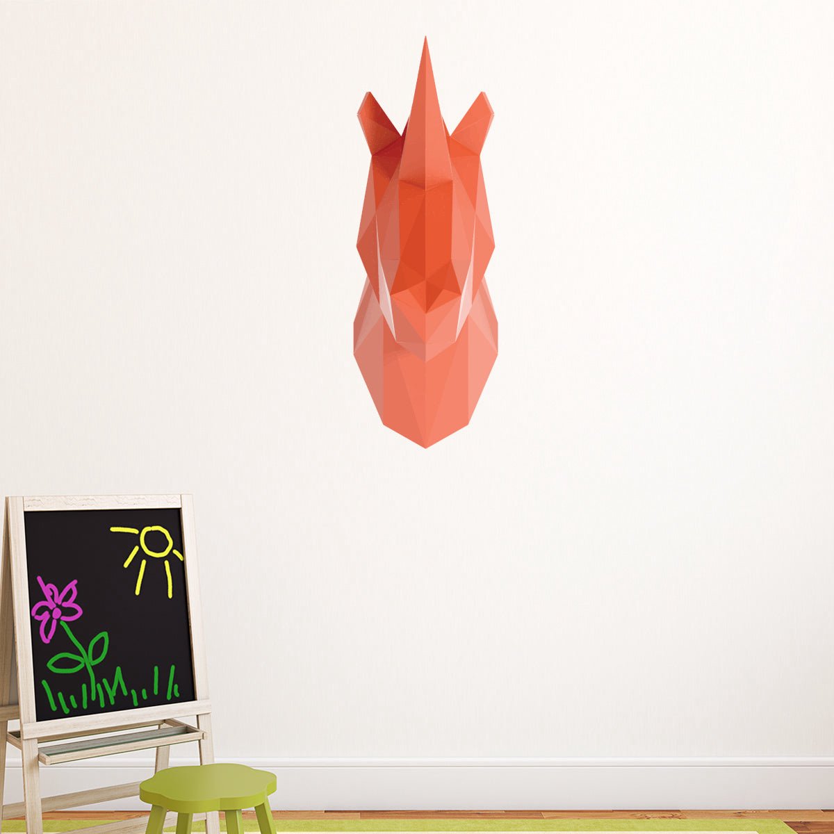 Ambiance Sticker 3D origami sticker roze eenhoorn 50 x 20 cm Multi color
