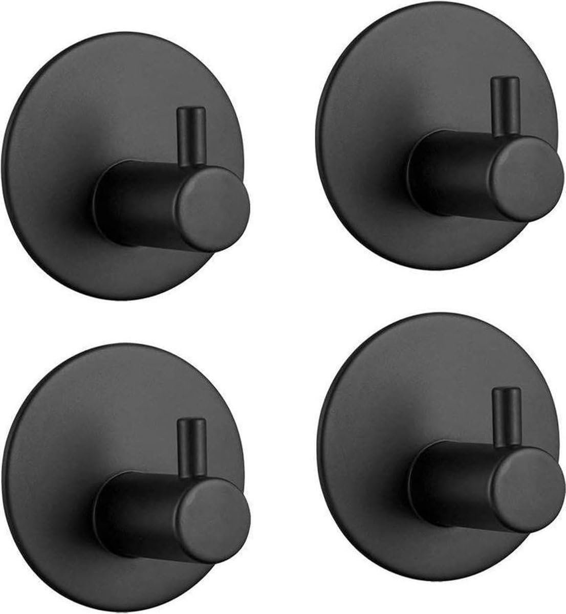 Okado Zelfklevende Handdoekhaken – RVS – Zwart – 4 Stuks