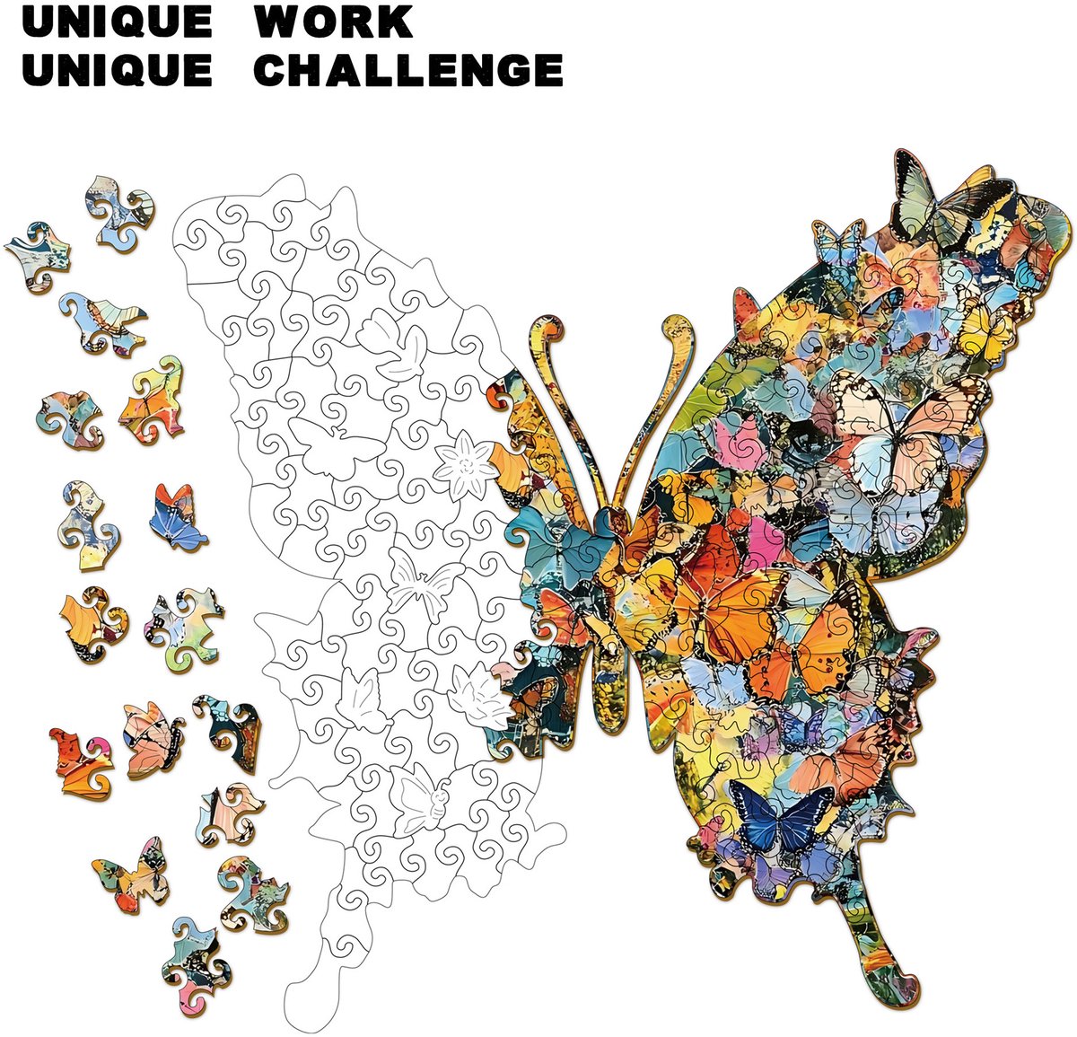 Casalora Houten Puzzel voor Volwassenen 162 Stukjes – Vlinder – Unieke Vorm Puzzel — cadeau in Spellen & Speelgoed - foto 7