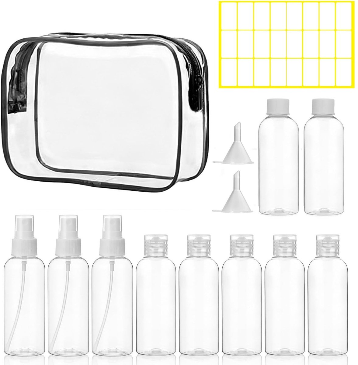 Solidchoice - Set van 10 Reis Toilettas Flessen 100ml met Labels