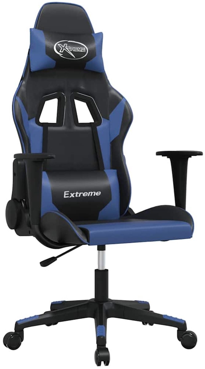 vidaXL Massage - gamestoel - kunstleer - zwart - en - blauw zwart en blauw