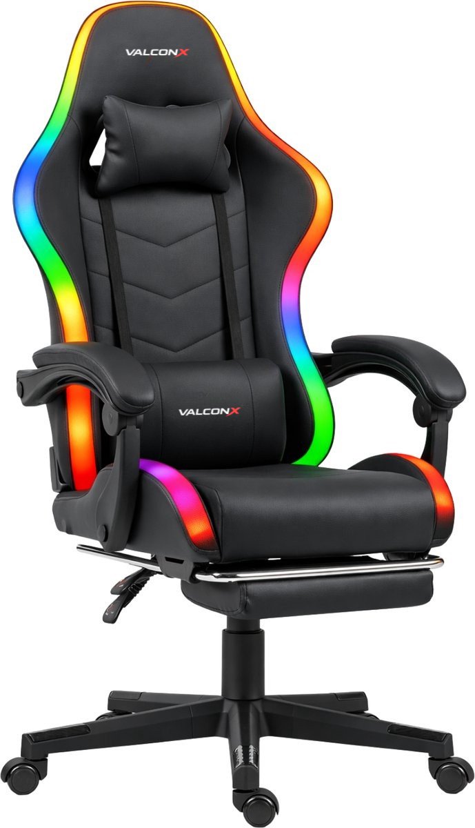 Valconx RGB - Game Stoel - Met RGB Verlichting - Gaming Stoel - Ergonomische Bureaustoel - Gamestoel - Verstelbaar - Gaming Chair - Zwart van VALCONX