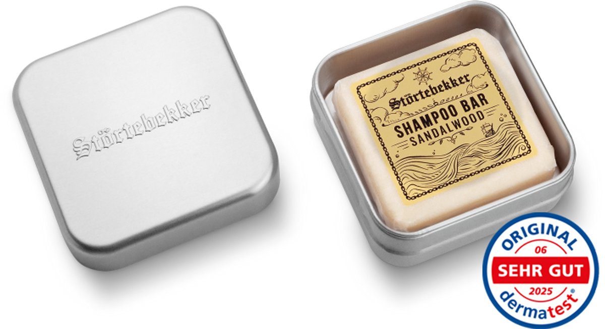Störtebekker® Vaste Shampoo & Zeepdoos Set Sandelhout - Shampoo Bar Set Heren met warme, houtige geur - Vegan & Ontwikkeld Zonder Dierproeven - Zonder Sulfaten & Parabenen - Handgemaakt in Nederland