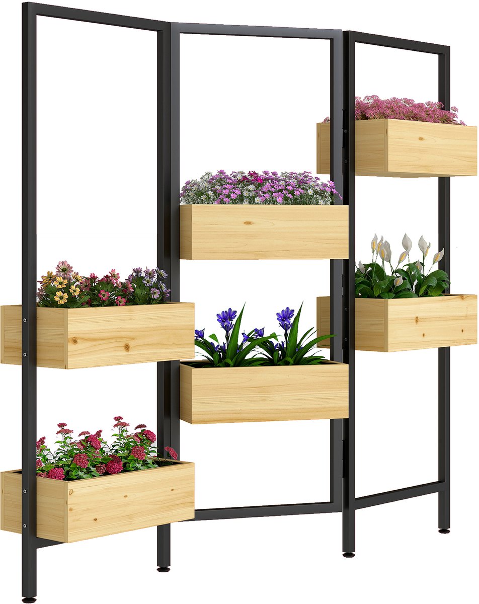 Outsunny tuinbed - Vurenhout - 116x20x112cm - Natuurlijk hout