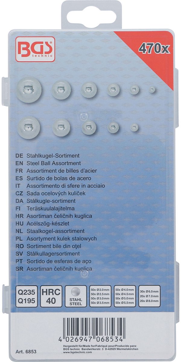 BGS Stalen kogelassortiment 470 st. - 6853
