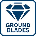 Logo met een diamant en tekst 'GROUND BLADES'.