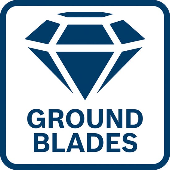 Logo met een diamant en tekst 'GROUND BLADES'.