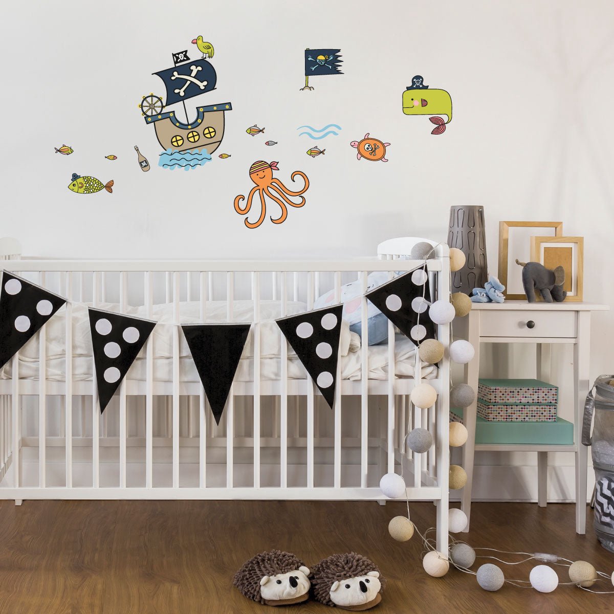 Ambiance Sticker Muurstickers - ZEEDIEREN EN PIRATEN - transparante zelfklevende achtergrond - 40x40cm Multi color