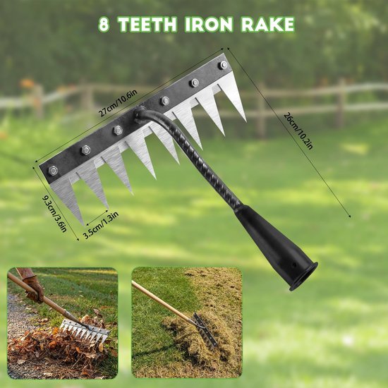 Solidchoice - Tuinhark met 8 Tanden - Multifunctionele Tuin Tool voor Wieden en Zaaien — afbeelding 5