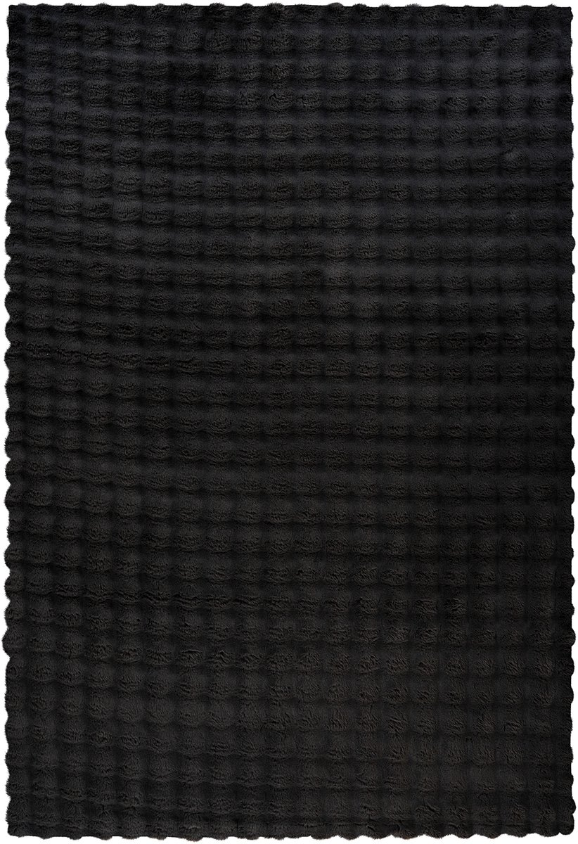 Padiro hoogpolig shaggy vloerkleed 120 x 160 cm - zwart - scandi geometrisch patroon - geschikt voor vloerverwarming - van polyester