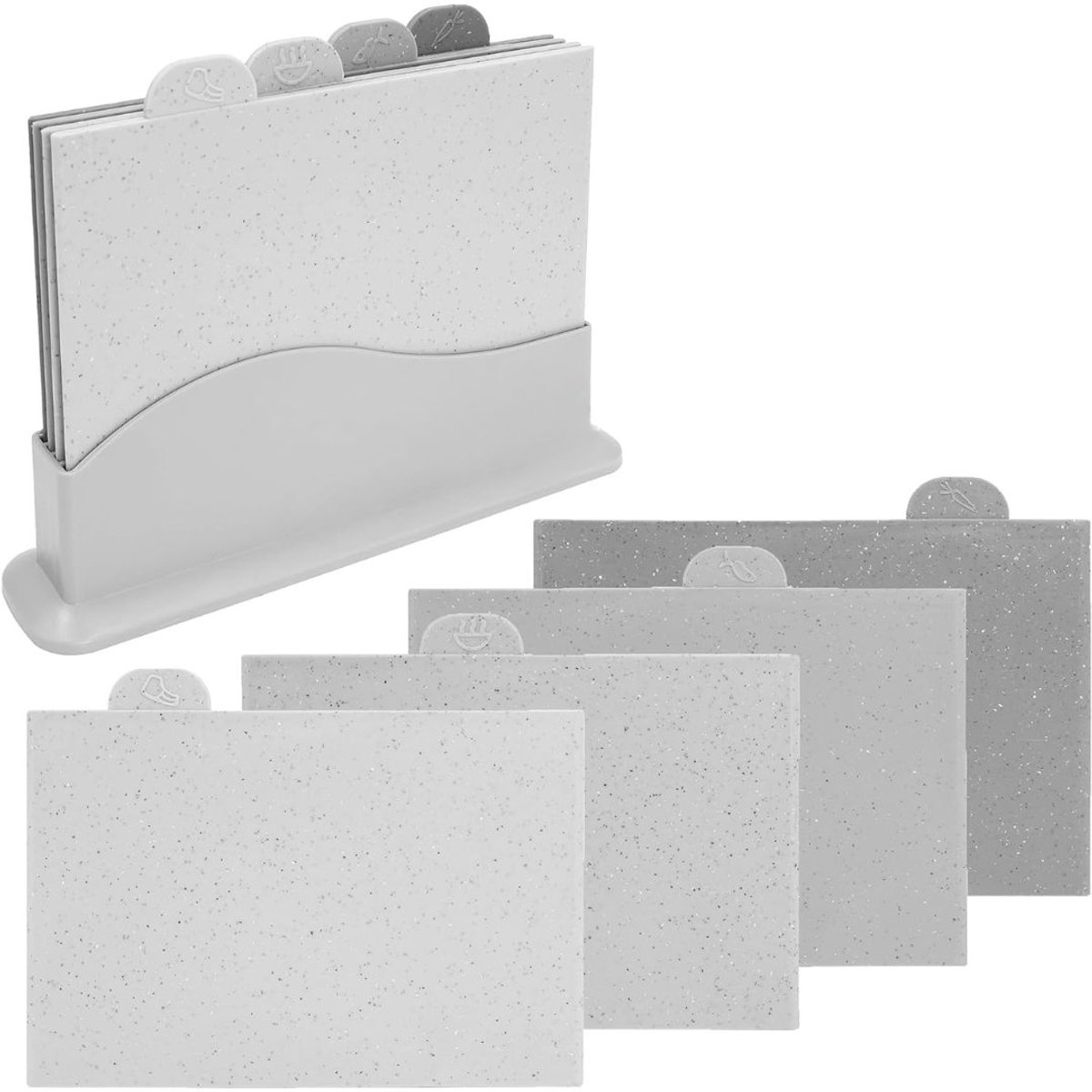 JCP® Snijplankenset - Snijplankenset met Houder - Vaatwasserbestendig - Grijs - 31cm x 7cm x 22cm