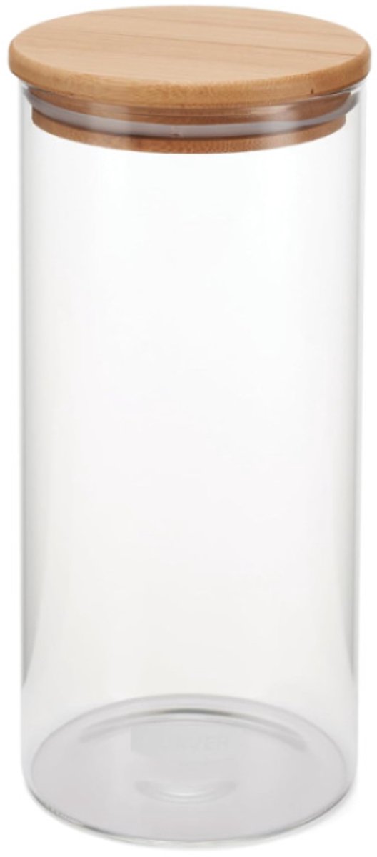 Curver Voorraadpotten Glas met Bamboe Deksel – 3-delige Set – Luchtdichte Voorraadbussen – Borosilicaatglas – Voor Pasta, Koffie & Muesli