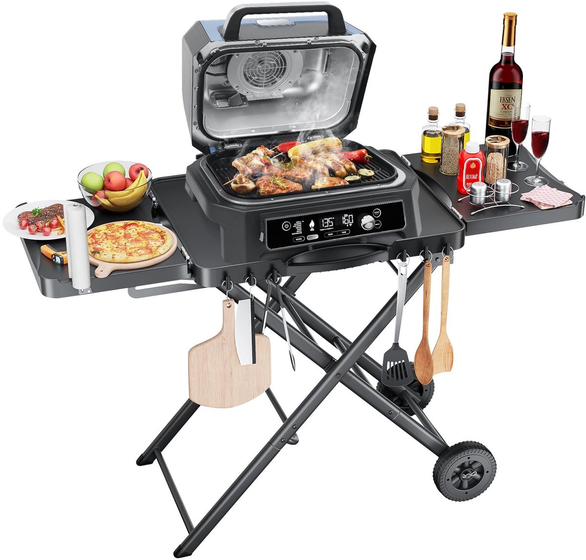 Solidchoice - Draagbare Grillwagen voor Weber, Ninja en Meer met Wielen