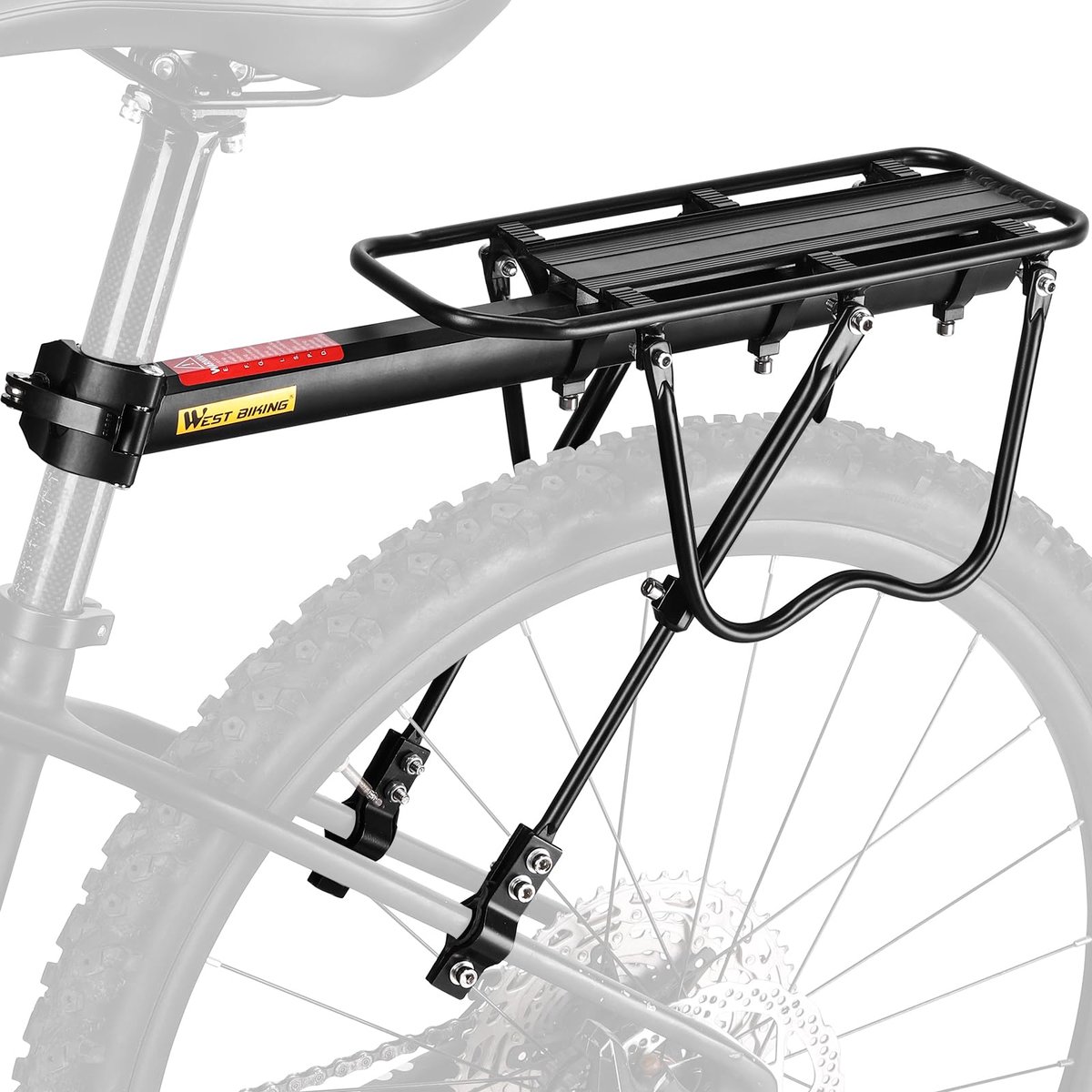 Aluminium Fiets Bagagedrager Achter - Stevige Mountainbike Bagagedrager met Maximale Belastbaarheid van 50 kg - Robuust Fietspakrek voor Fietstassen, Boodschappen & Reisaccessoires - Eenvoudige Montage voor Achterzijde van de Fiets