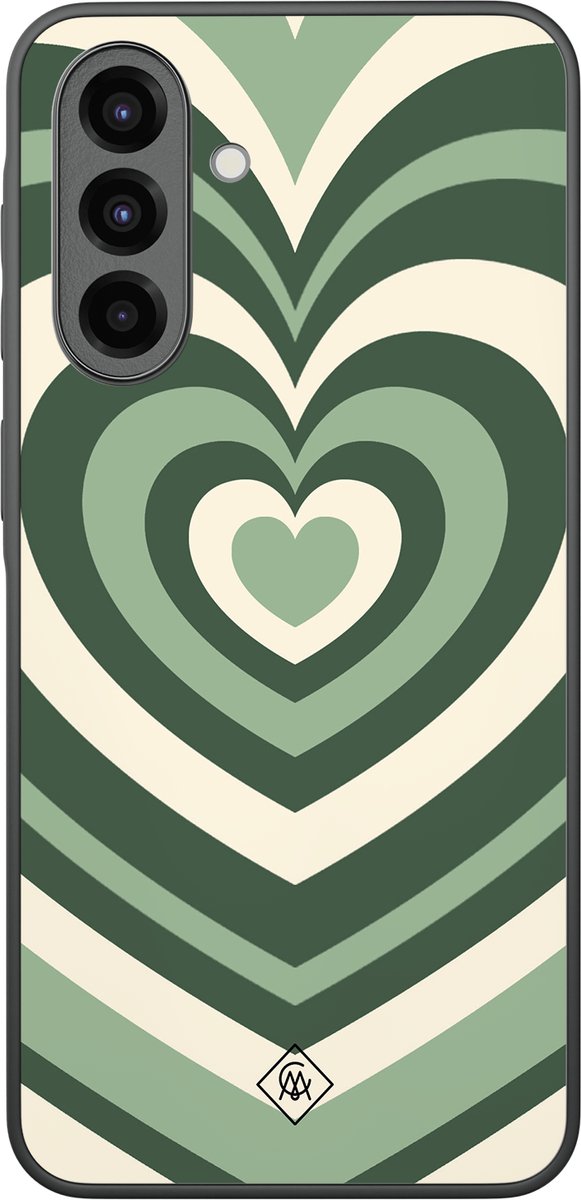 Casimoda® hoesje - Geschikt voor Samsung Galaxy A37 - Hart Swirl Groen - Zwart TPU Backcover - Geometrisch patroon - Groen