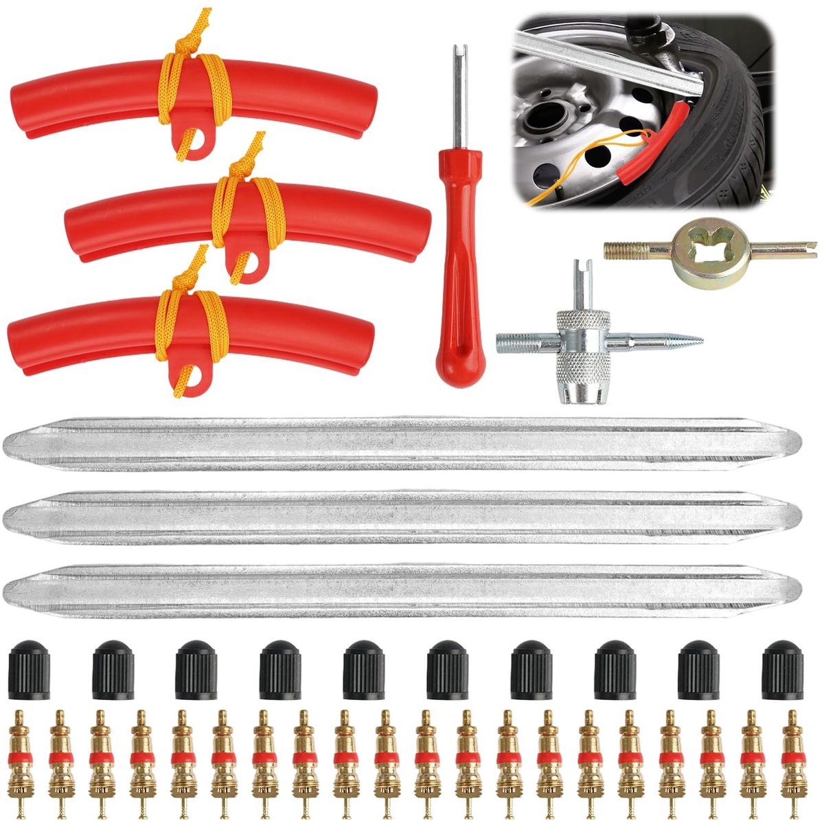 Solidchoice - Set van 3 Bandenmontage Levers met 3 Velgbeveiligers