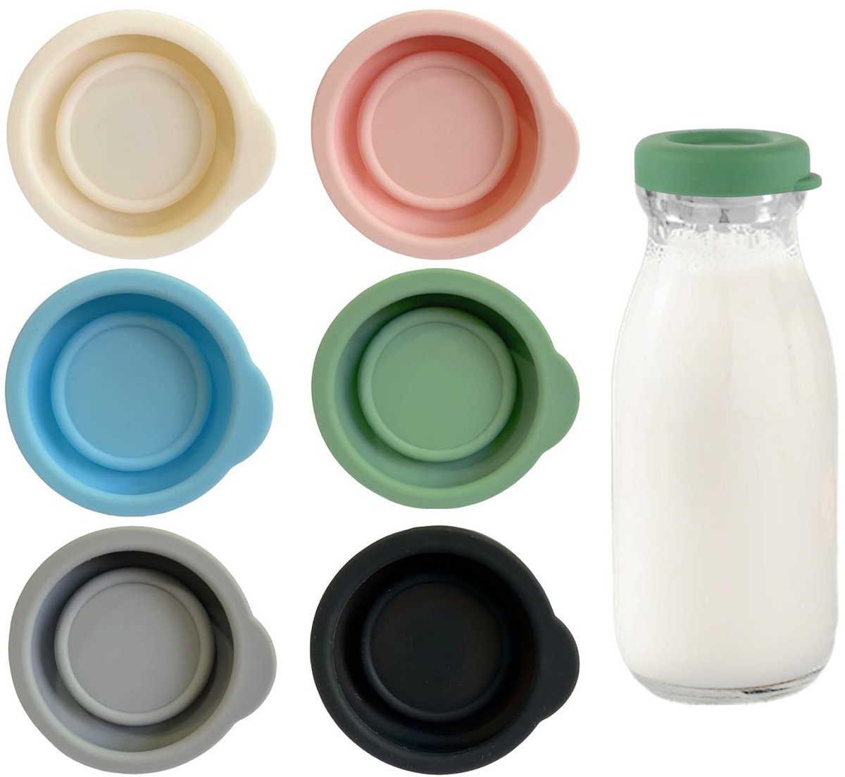 Solidchoice - 6 Stuks Siliconen Melkflesdeksels, Herbruikbare Flessendoppen