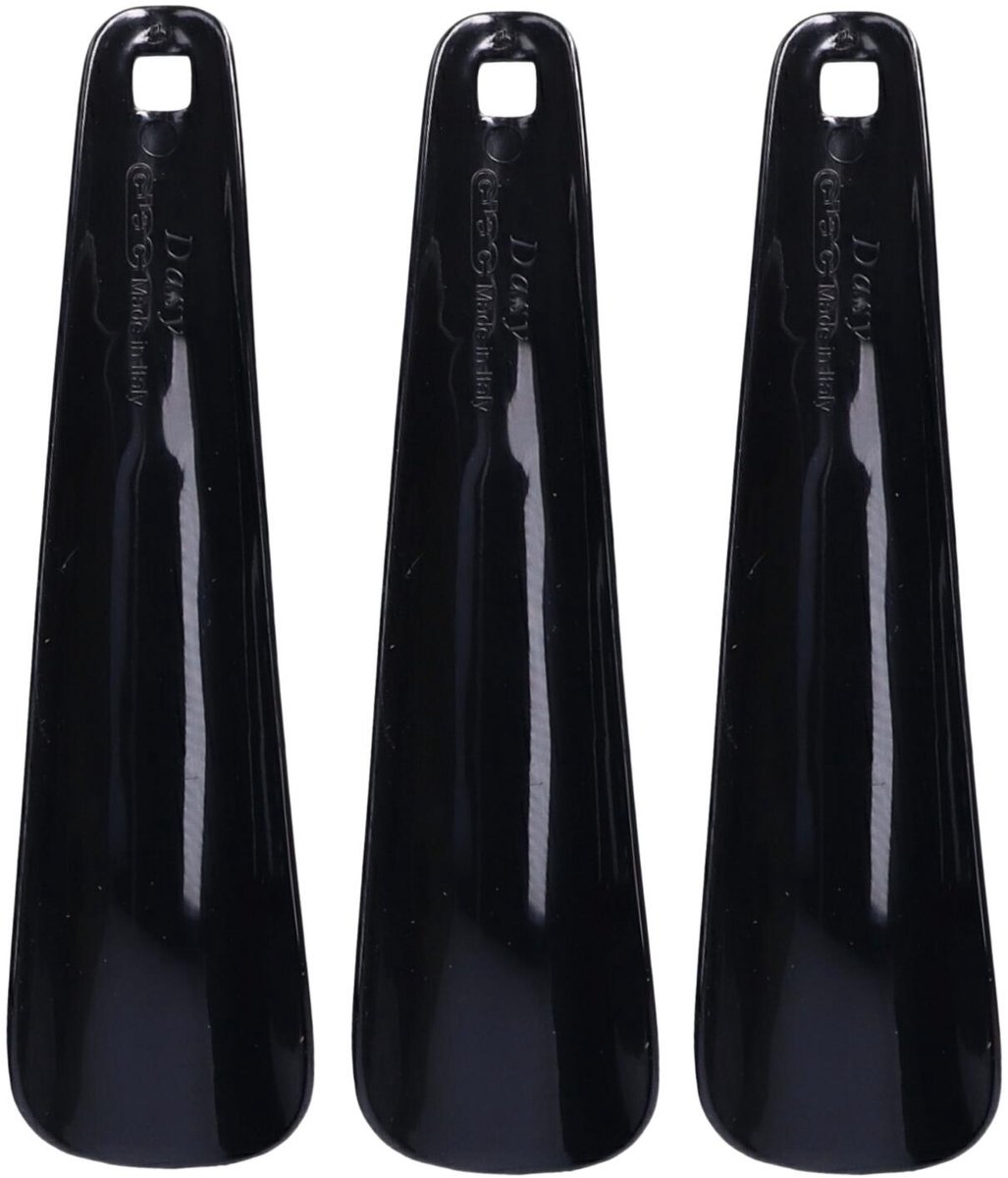 5Five Schoenlepel - 3x - 16 cm - kunststof - zwart - met haak - instaphulp - schoenen