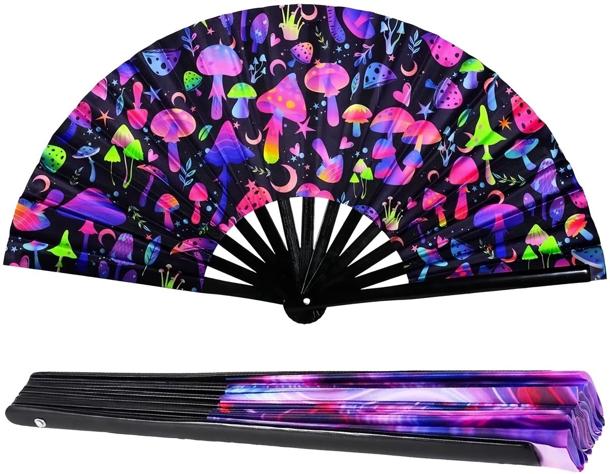 Solidchoice - UV Fluorescerende Kung Fu Ventilator - Opvouwbare Handventilator met Glow in The Dark
